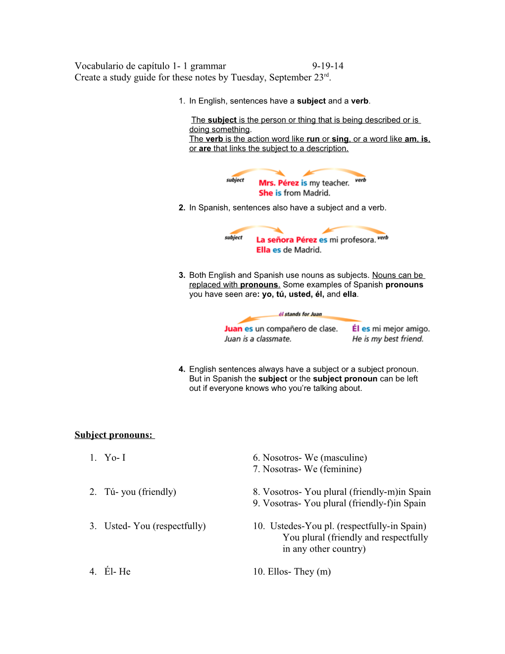 Vocabulario De Capítulo 1- 1 Grammar