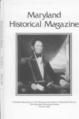 Maryland Historical Magazine, 1985, Volume 80, Issue No. 4