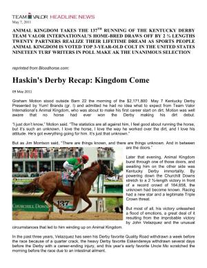 Haskin's Derby Recap: Kingdom Come