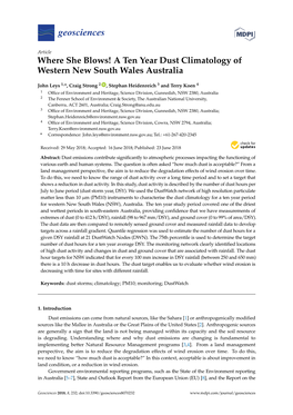 A Ten Year Dust Climatology of Western New South Wales Australia