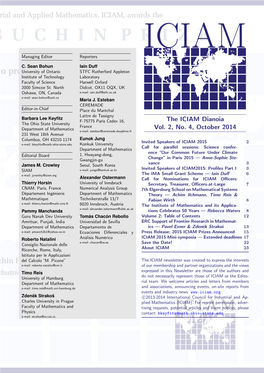 ICIAM Newsletter Vol. 2, No. 4, October 2014