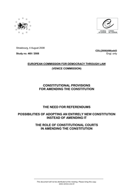 Constitutional Provisions for Amending the Constitution