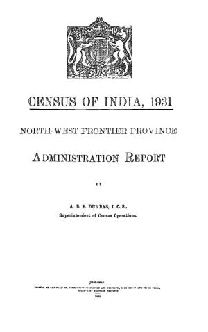 Administration Report, North-West Frontier Province