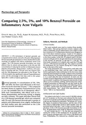 Comparing 2.5%, 5%, and 10% Benzoyl Peroxide on Inflammatory
