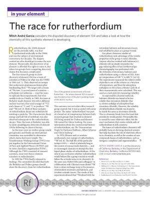 The Race for Rutherfordium
