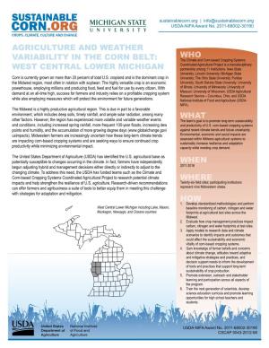 Agriculture and Weather Variability in the Corn Belt: WEST CENTRAL LOWER MICHIGAN