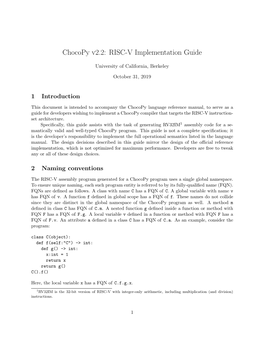 Chocopy V2.2: RISC-V Implementation Guide