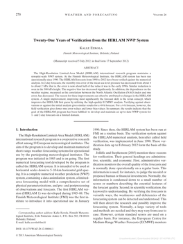 Twenty-One Years of Verification from the HIRLAM NWP System