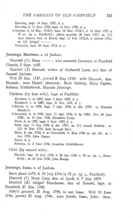 History and Genealogy of the Families of Old Fairfield; V