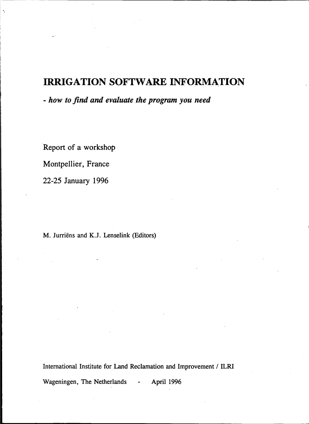 Irrigation Software Inform~Tion