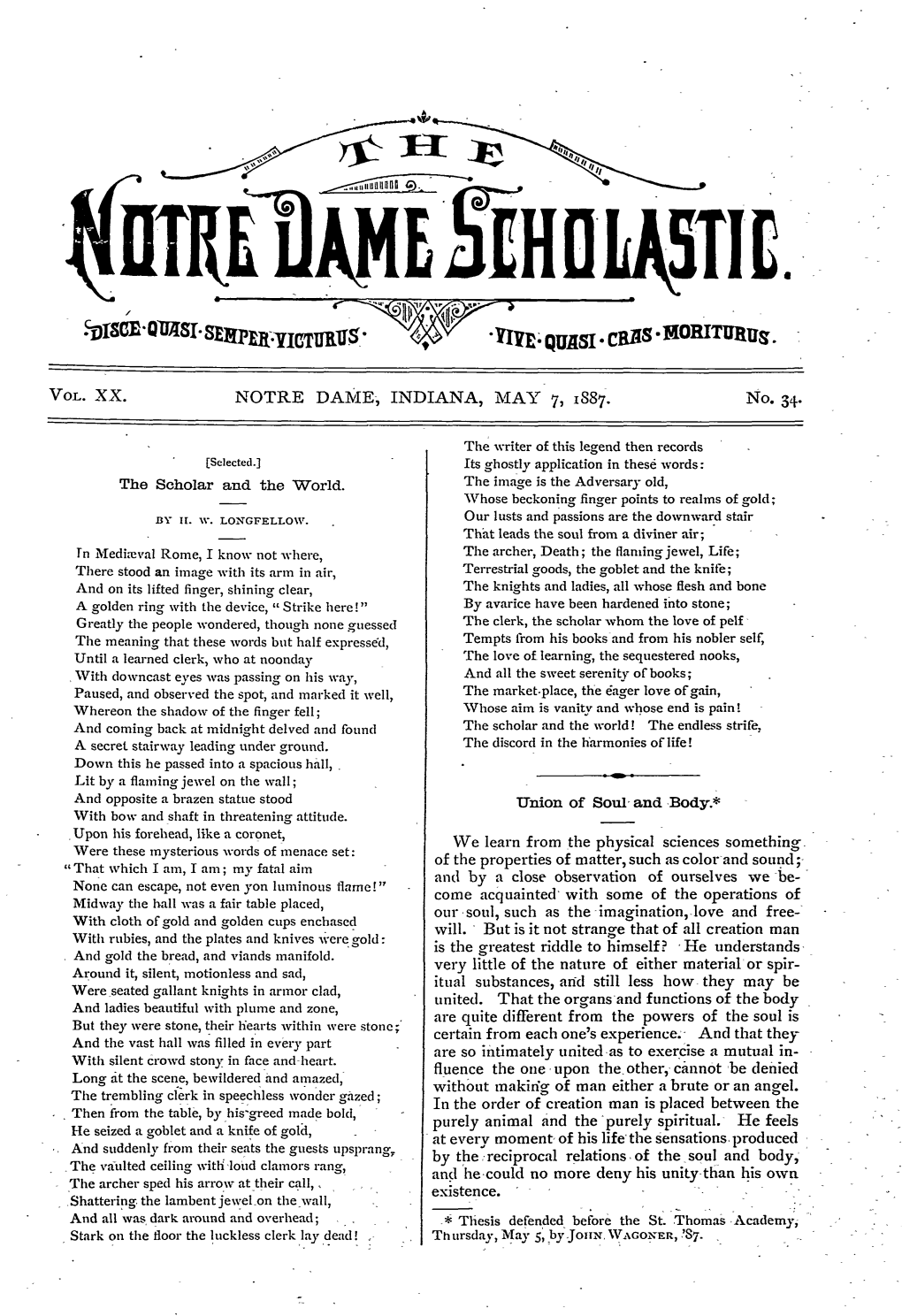 Notre Dame Scholastic, Vol. 20, No. 34