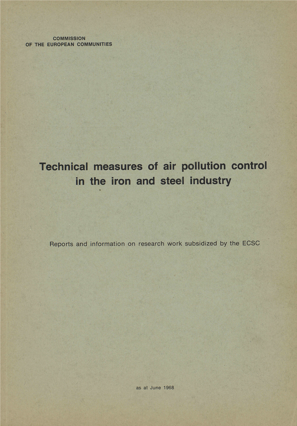 Technical Measures of Air Pollution Control in the Iron and Steel Industry