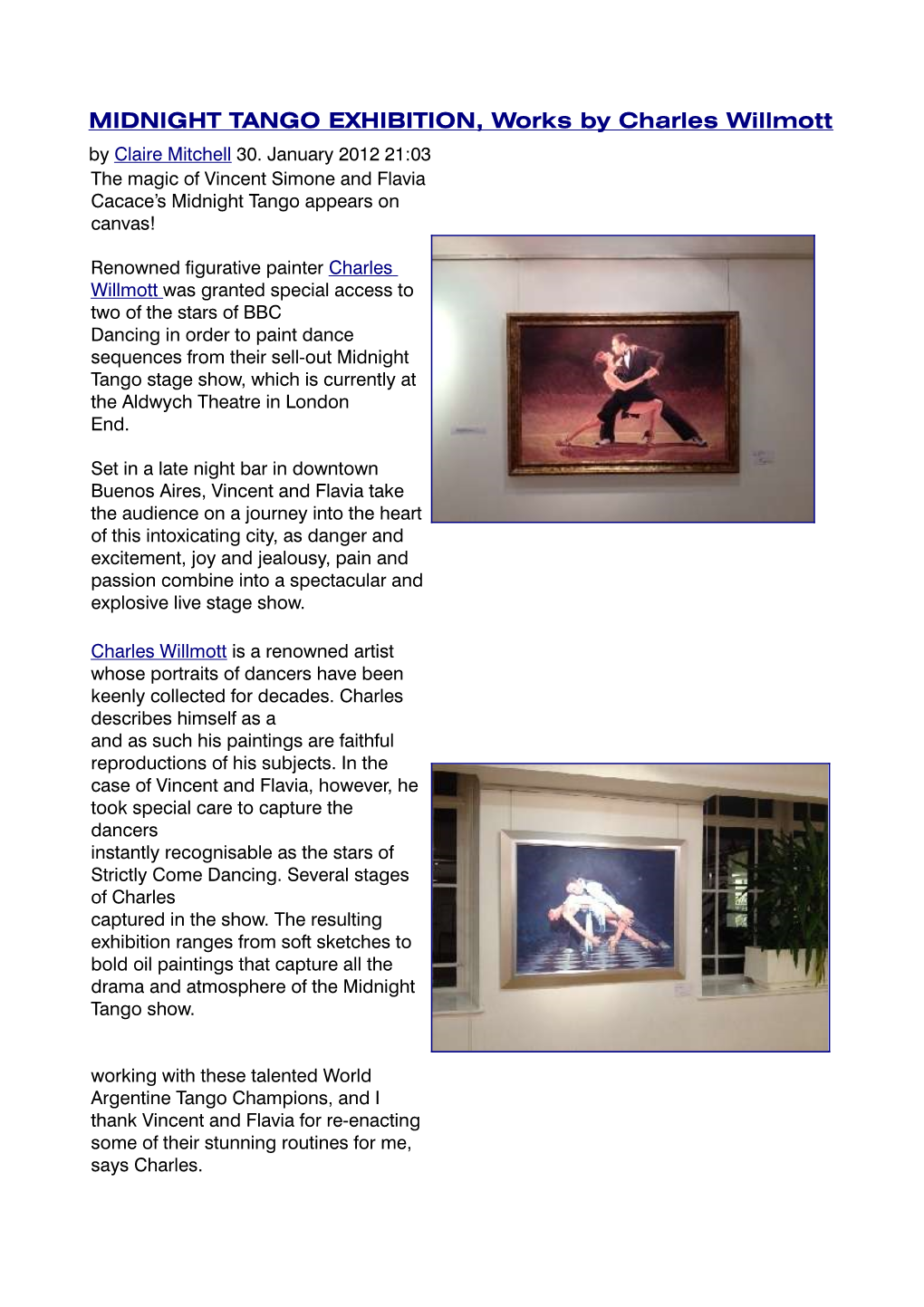 MIDNIGHT TANGO EXHIBITION, Works by Charles Willmott by Claire Mitchell 30