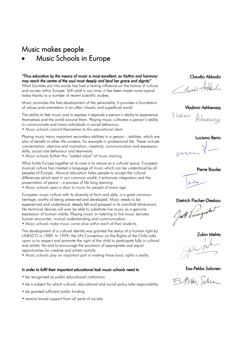 Music Makes People • Music Schools in Europe