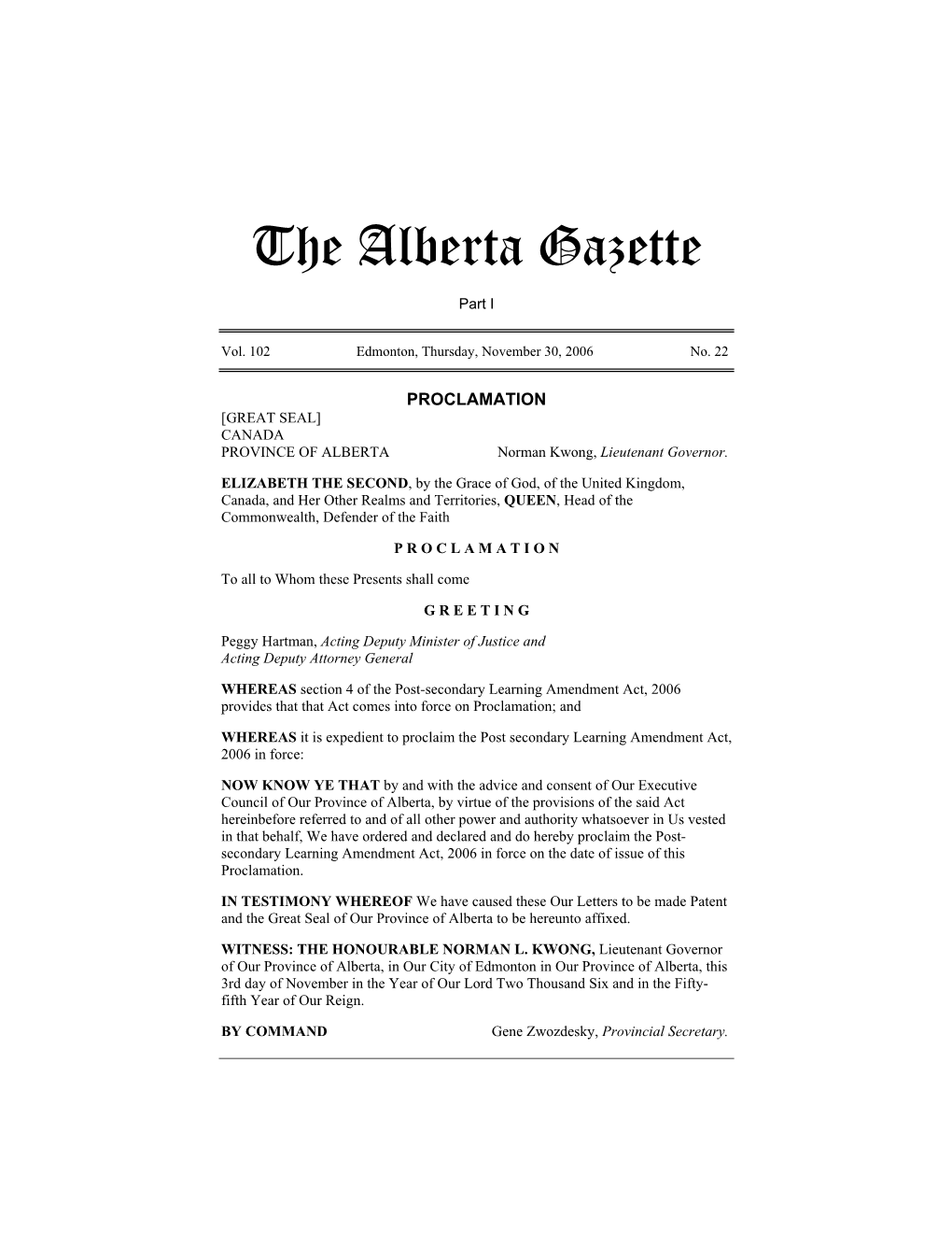 The Alberta Gazette