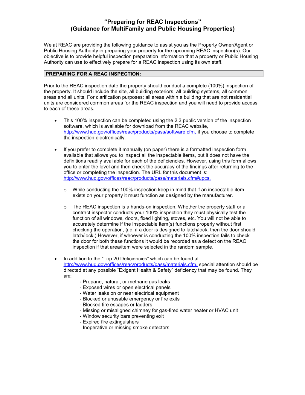 Guidance for Multifamily and Public Housing Properties