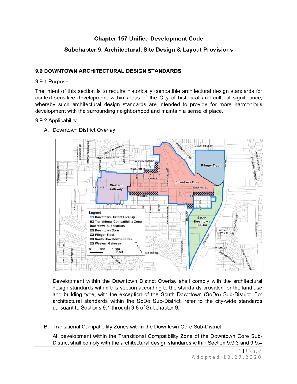 Chapter 157 Unified Development Code Subchapter 9. Architectural, Site Design & Layout Provisions