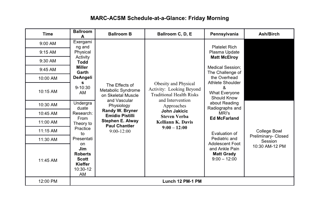 MARC-ACSM Schedule-At-A-Glance: Friday Morning