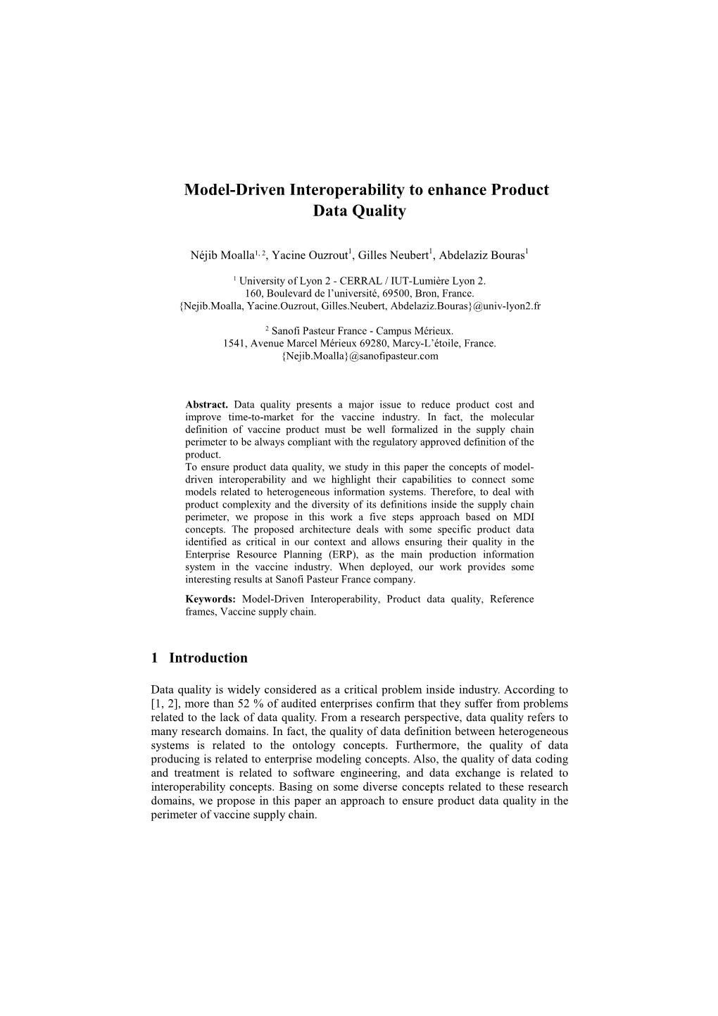 Model-Driven Interoperability to Enhance Product Data Quality