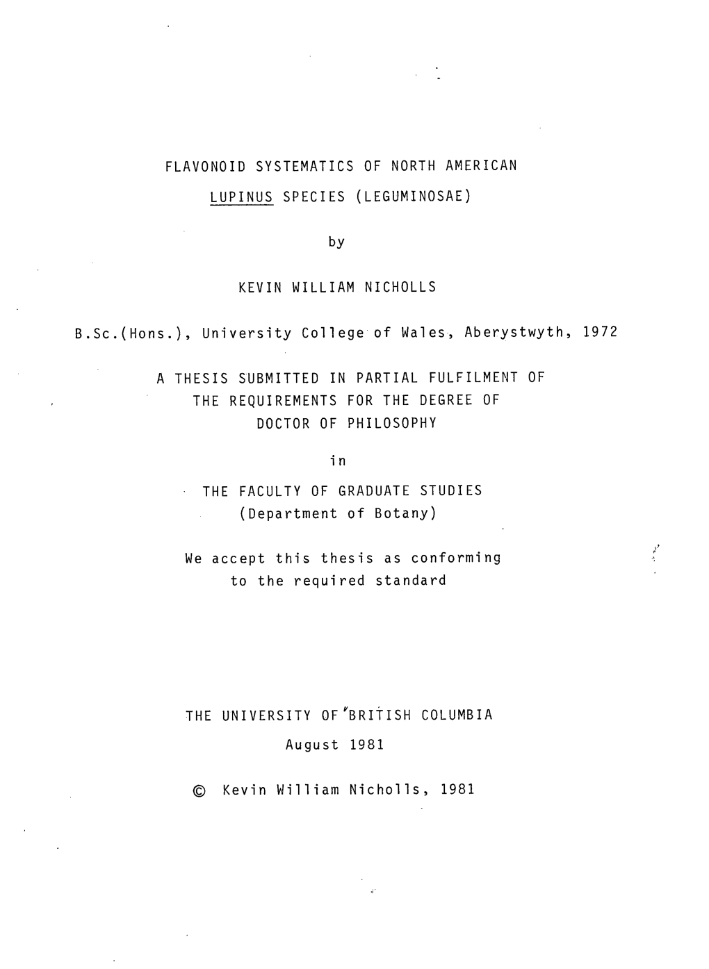 Flavonoid Systematics of North American