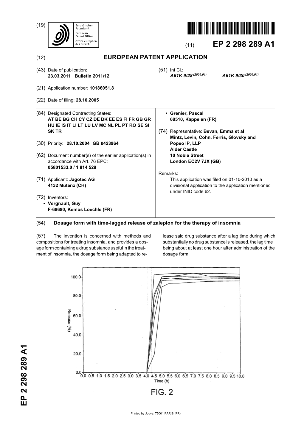 Dosage Form with Time-Lagged Release of Zaleplon for the Therapy of Insomnia