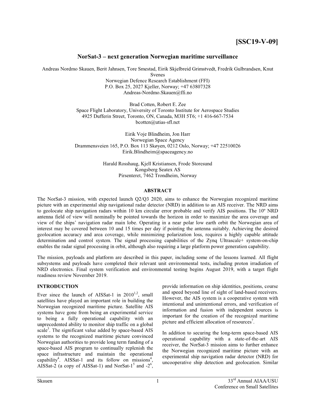 Norsat-3–Next Generation Norwegian Maritime Surveillance