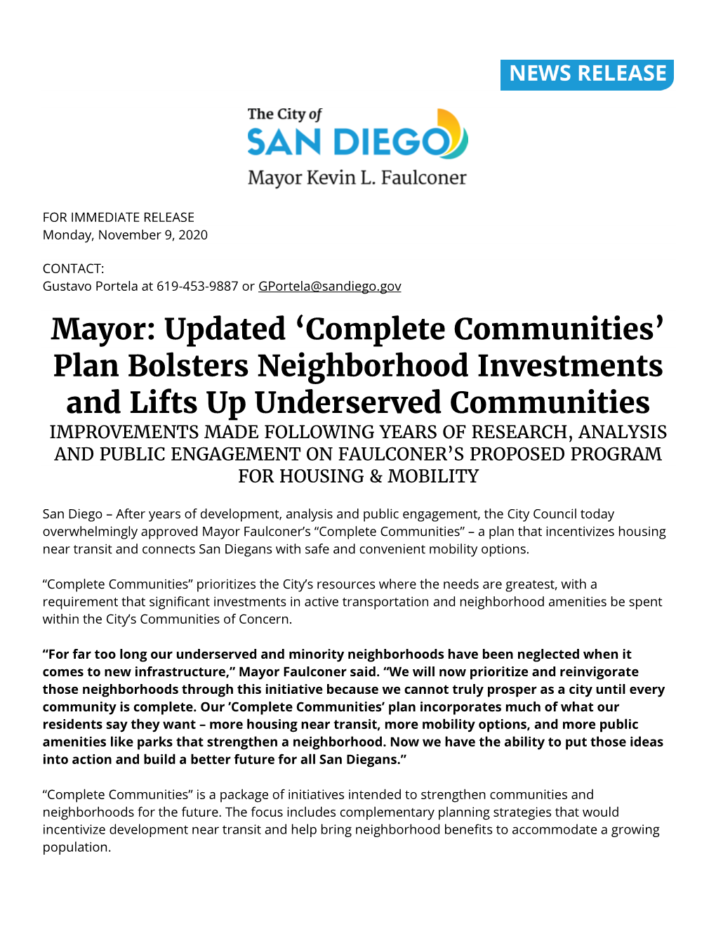 Mayor: Updated 'Complete Communities'