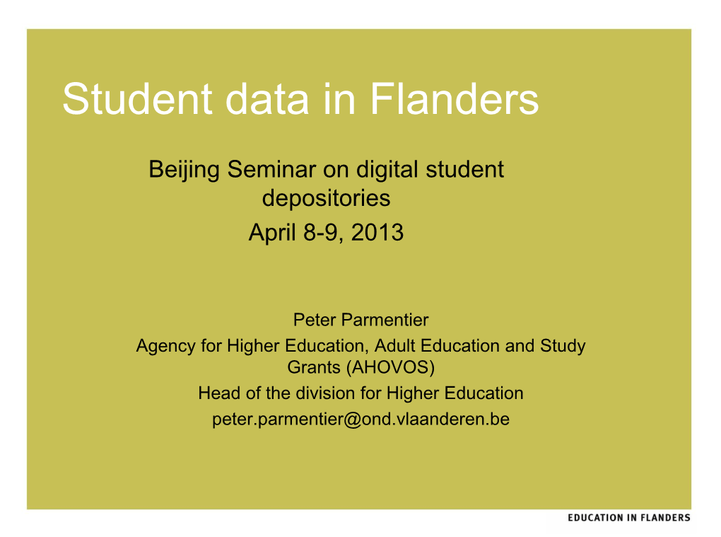 Student Data in Flanders