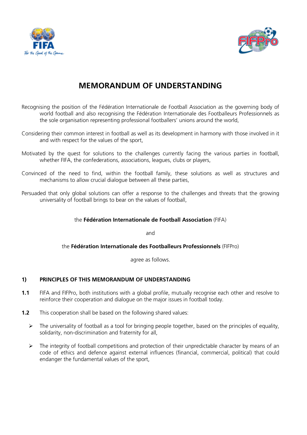 Memorandum of Understanding