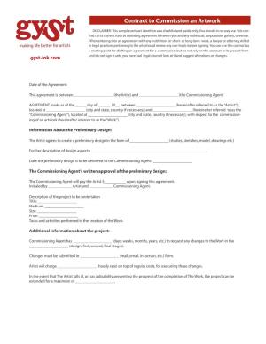 Contract to Commission an Artwork