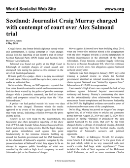 Scotland: Journalist Craig Murray Charged with Contempt of Court Over Alex Salmond Trial