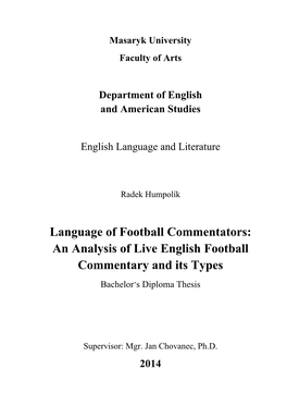 Language of Football Commentators: an Analysis of Live English Football Commentary and Its Types