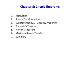 Chapter 5: Circuit Theorems