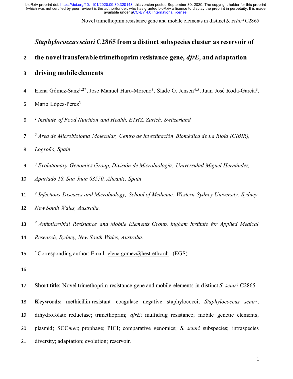 Staphylococcus Sciuri C2865 from a Distinct Subspecies Cluster As Reservoir of the Novel Transferable Trimethoprim Resistance Ge