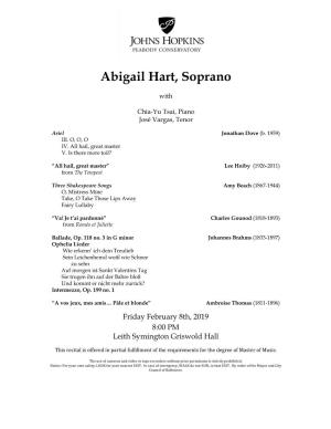 Abigail Hart, Soprano