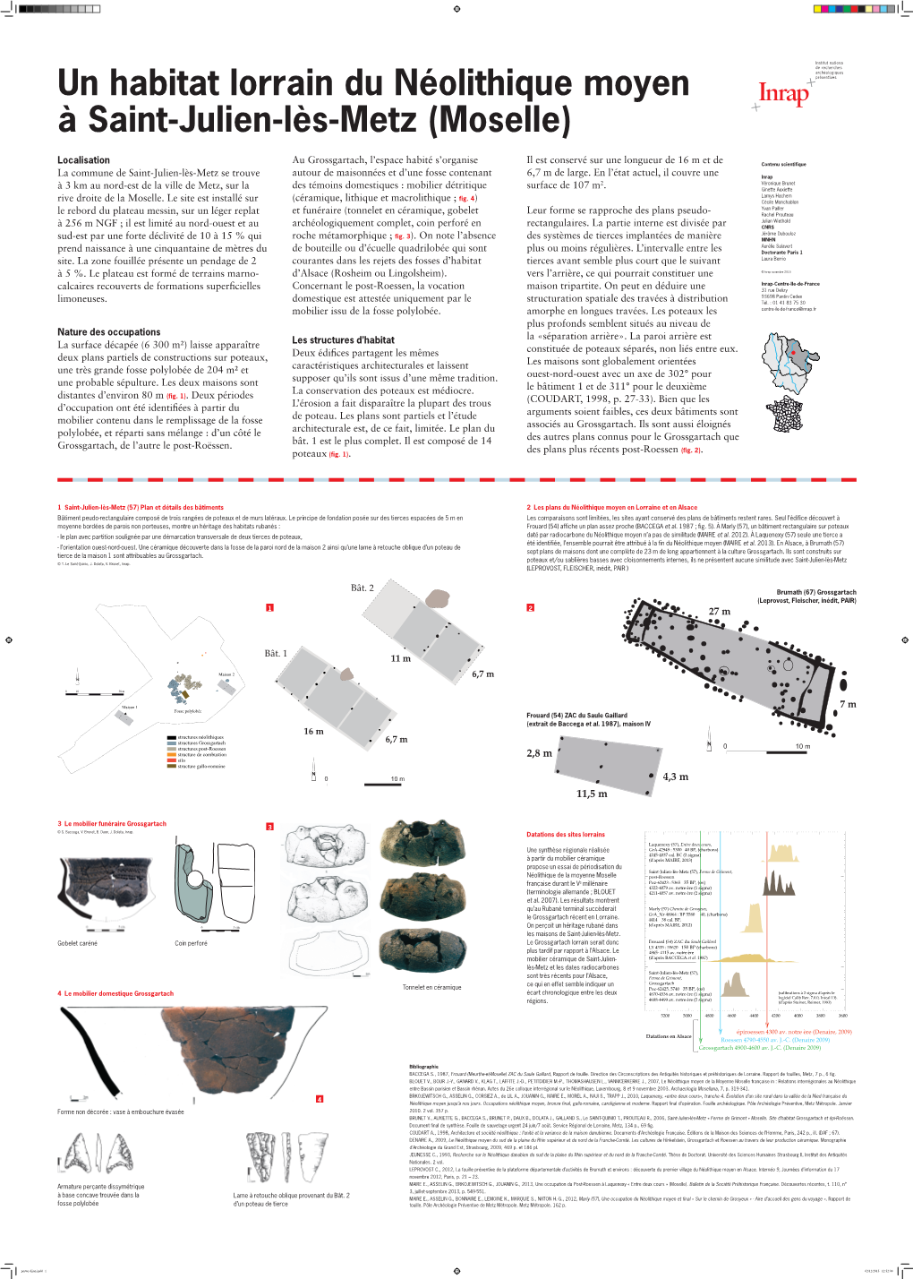 Un Habitat Lorrain Du Néolithique Moyen À Saint-Julien-Lès-Metz (Moselle)