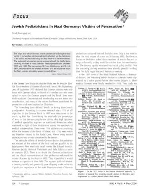 Jewish Pediatricians in Nazi Germany: Victims of Persecution*