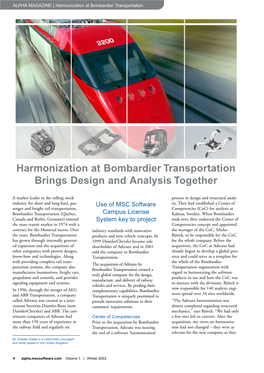 Harmonization at Bombardier Transportation Brings Design and Analysis Together