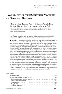 Comparative Protein Structure Modeling of Genes and Genomes