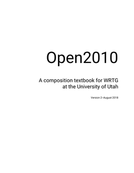 A Composition Textbook for WRTG at the University of Utah