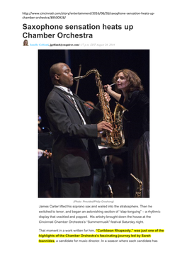 Saxophone Sensation Heats up Chamber Orchestra