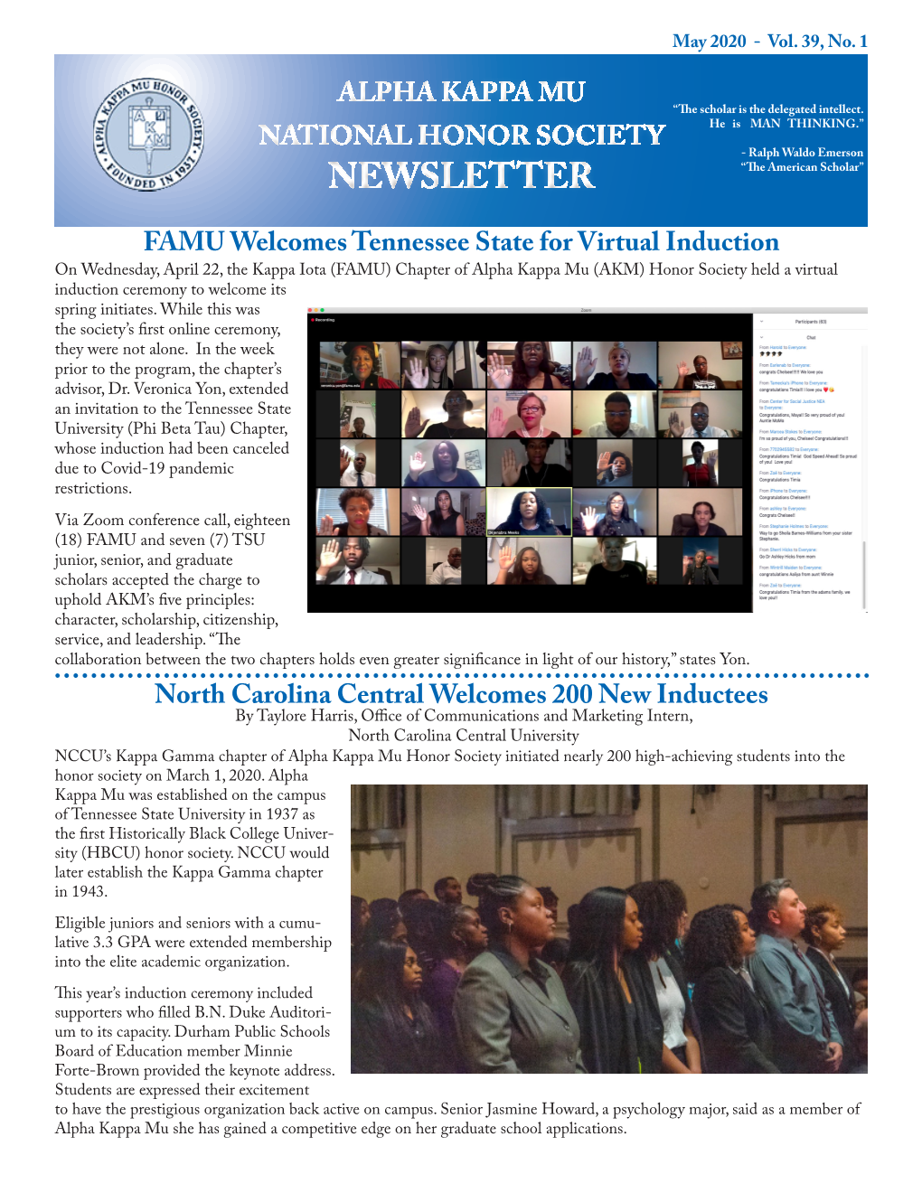 Alpha Kappa Mu Newsletter Vol. 39, No.1