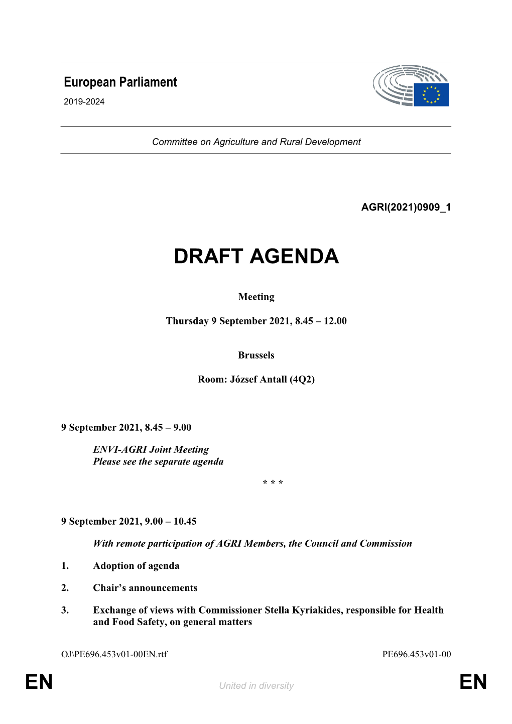 En En Draft Agenda