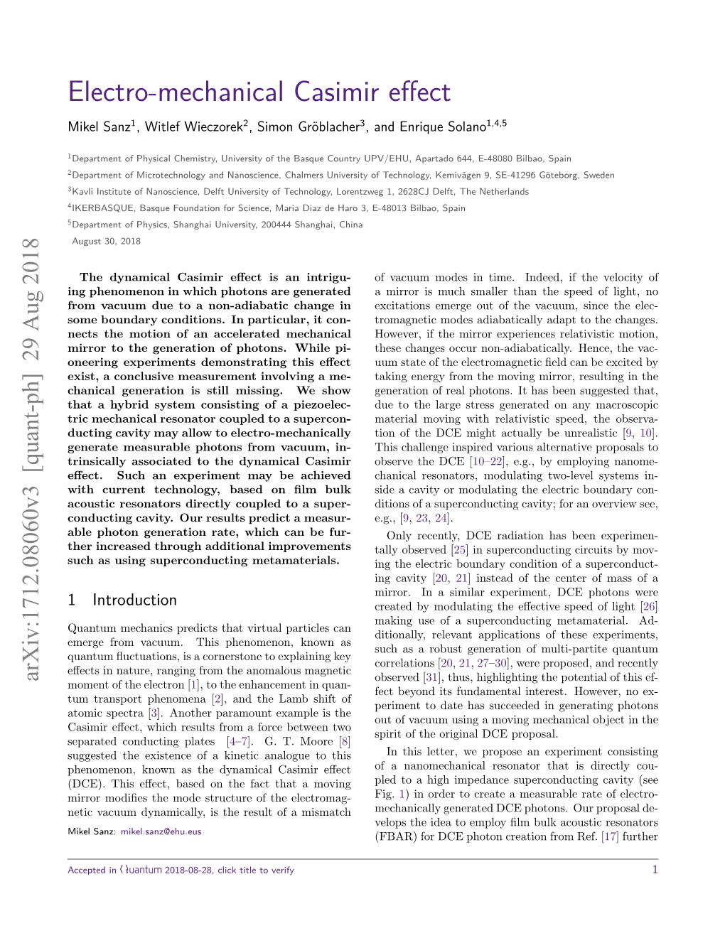 Electro-Mechanical Casimir Effect