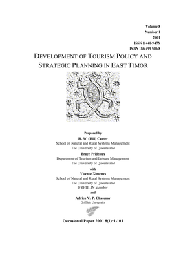 Development of Tourism Policy and Strategic Planning in East Timor