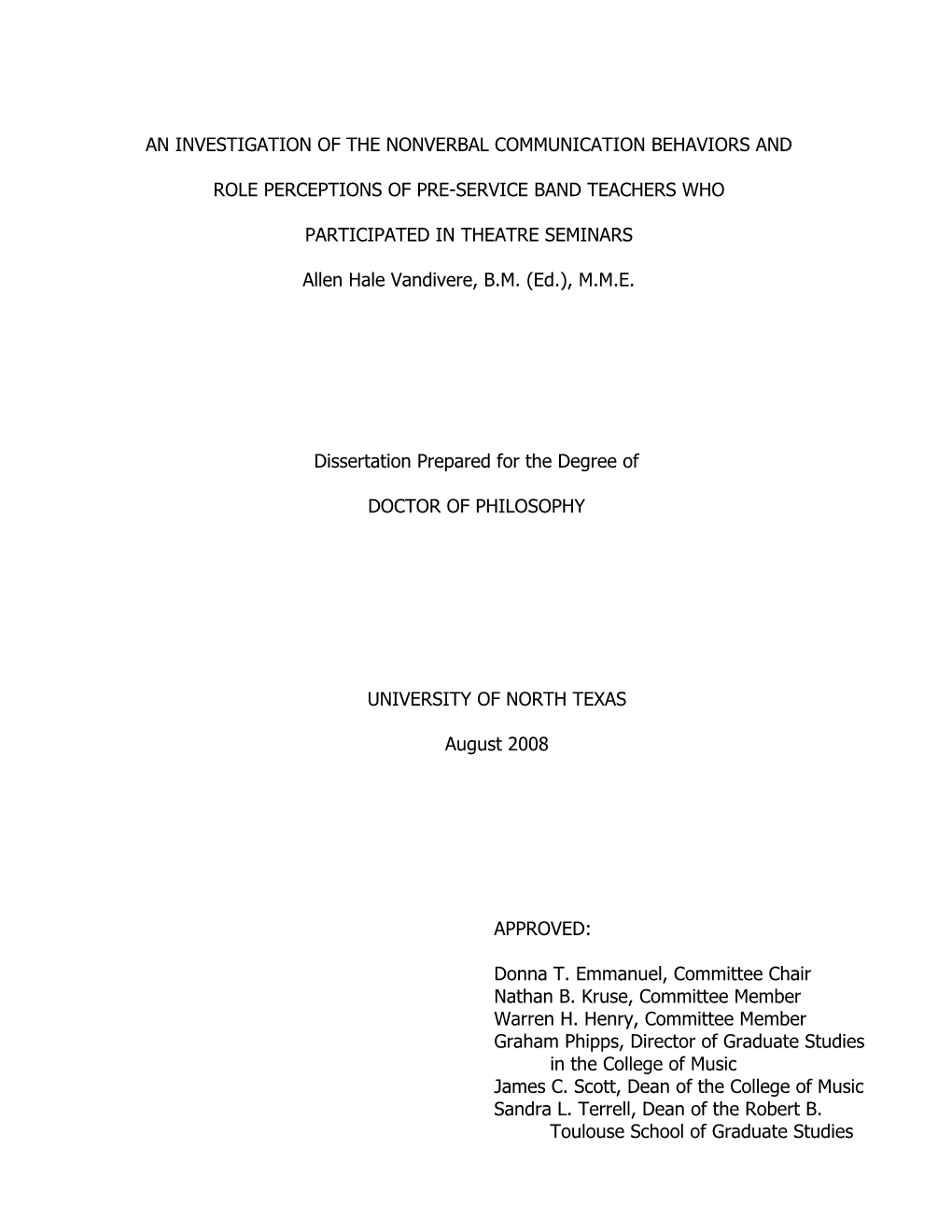 An Investigation of the Nonverbal Communication Behaviors And