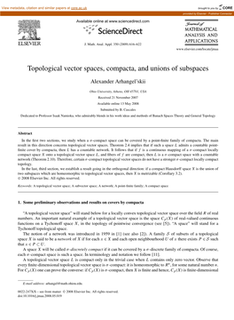 Topological Vector Spaces, Compacta, and Unions of Subspaces
