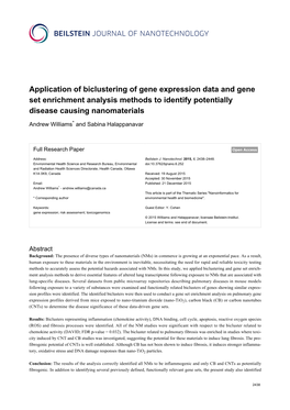 Application of Biclustering of Gene Expression Data and Gene Set Enrichment Analysis Methods to Identify Potentially Disease Causing Nanomaterials