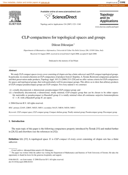 CLP-Compactness for Topological Spaces and Groups