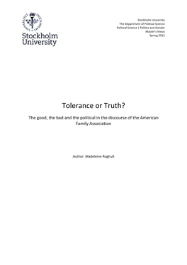 Tolerance Or Truth?